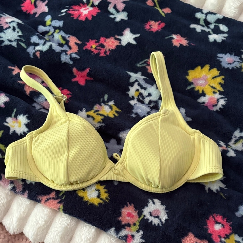 Yellow Ribbed Swim Top